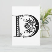 Monogram D Initiaal zwart-wit Feestdagenkaart (Staand voorkant)