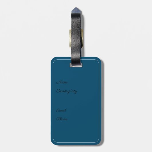 Monogram D kobalt waterverf bloem Bagagelabel (Achterkant verticaal)