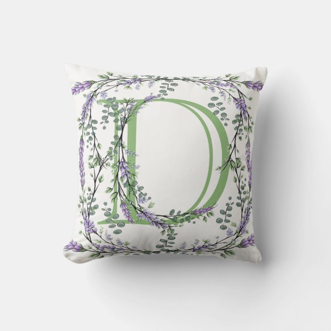Monogram D Lavender Eucalyptus Kussen (Voorkant)