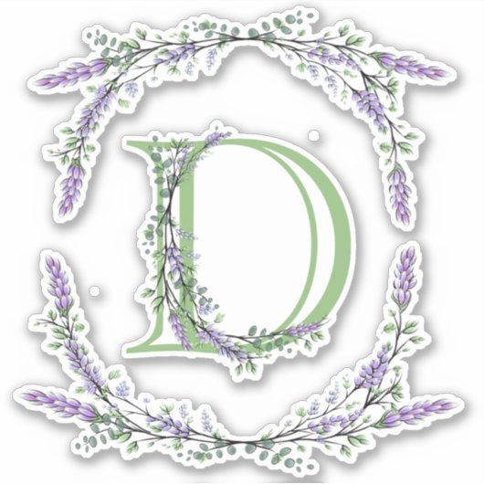 Monogram D Lavender Eucalyptus Sticker (Voorkant)