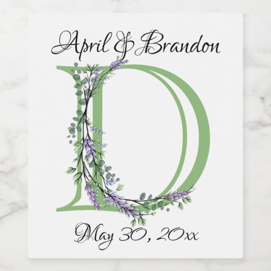 Monogram D Lavender Eucalyptus Wijn Etiket (Enkel label)