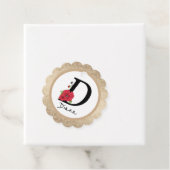 Monogram D, letter D, bloemen, monogram Bedankjes Labels (In situ)