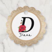 Monogram D, letter D, bloemen, monogram Bedankjes Labels (Achterkant)