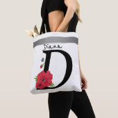 Monogram D, letter D, bloemen, monogram, monogram Tote Bag (Dichtbij)
