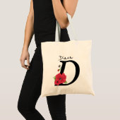 Monogram D, letter D, bloemen, monogram Tote Bag (Voorkant (product))