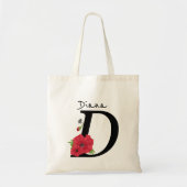 Monogram D, letter D, bloemen, monogram Tote Bag (Voorkant)