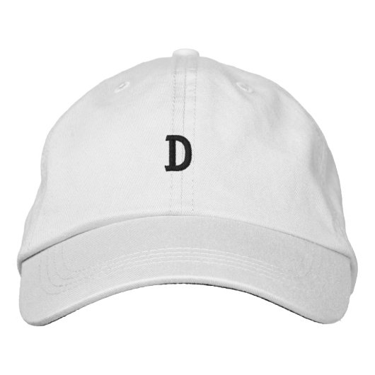 Monogram D Letter gedrukte Initial honkbalpet Geborduurde Pet (Voorkant)