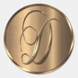 Monogram D NONMETALLIC Bronze Envelope Seal Ronde Sticker