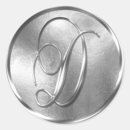 Monogram D NONMETALLIC Silver Envelope Seal Ronde Sticker