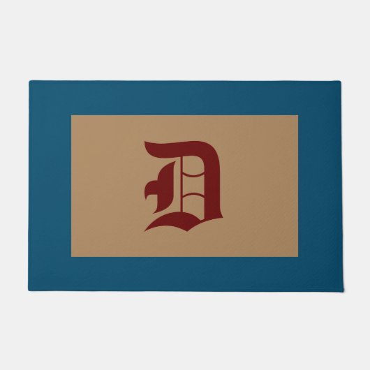 Monogram D Oud Engels Blauw Trim Deurmat (Voorkant)