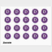 Monogram D Paarse Damask Invitation Seals Stickers (Vel)