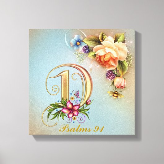 Monogram D Premium - omgepakt Canvas (gloss) Afdruk (Voorkant)