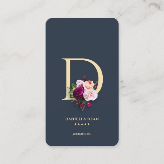 Monogram D Professional Donkerblauw Goud Visitekaartje (Voorkant)