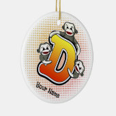 Monogram D Sock Monkey Keramisch Ornament (Rechts)