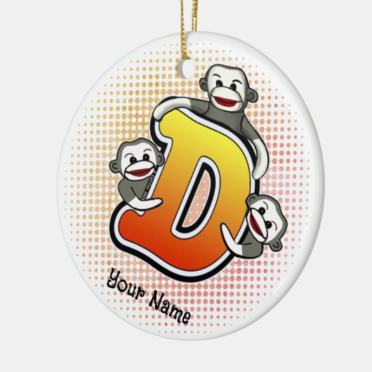 Monogram D Sock Monkey Keramisch Ornament (Links)