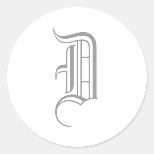 Monogram "D" Sticker Oude Engelse Style_Grey tekst (Voorkant)
