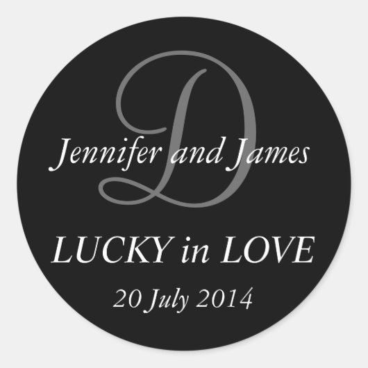 Monogram D Stickers voor bruiloften Zwart (Voorkant)