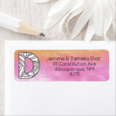Monogram "D" Tangle Letter Oranje Roze Waterverf Etiket (Insitu)
