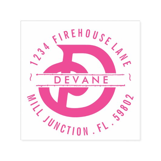 Monogram D Zelfinkkend retour adres stempel (Design)