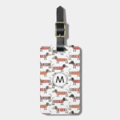 Monogram Dachshund Dog Pattern Bagagelabel (Voorkant verticaal)