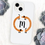 Monogram Dachshund Sause Dog Case-Mate iPhone 14 Hoesje<br><div class="desc">Cute en grappige dachshund,  worsthonden of wiener-honden in eeuwige beweging. Originele kunst van Nic Squirrell. Pas door het initiaal te veranderen of te verwijderen aan.</div>