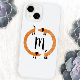 Monogram Dachshund Sause Dog Case-Mate iPhone 14 Hoesje
