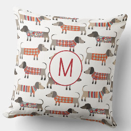 Monogram Dachshund Wiener Dog Kussen