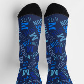 Monogram Dag van Week Blauwe Zeevlek Zondag Sokken (Top)