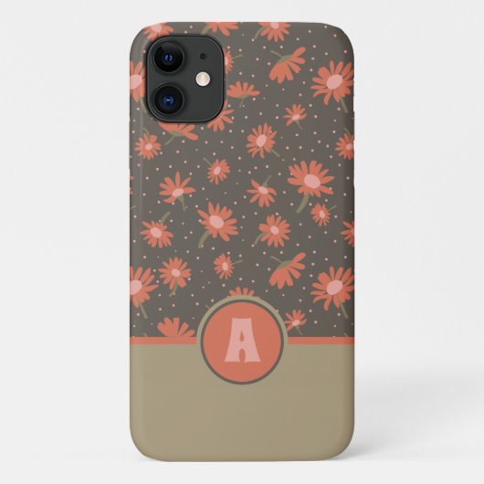 Monogram Daisies Coral Pink Floral Pattern Case-Mate iPhone Case (Achterkant)