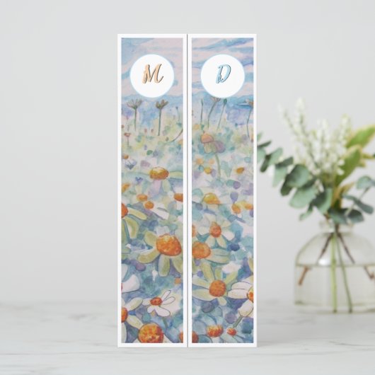 Monogram Daisies Twee Bladwijzer (Staand voorkant)