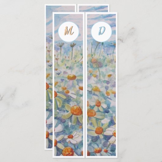 Monogram Daisies Twee Bladwijzer (Voorkant / Achterkant)