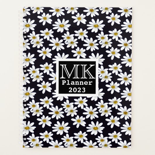 Monogram Daisy Floral Pattern Planner (Voorkant)