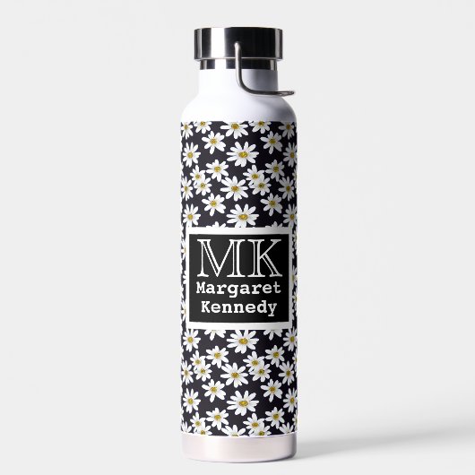 Monogram Daisy Floral Pattern Waterfles (Links)