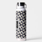 Monogram Daisy Floral Pattern Waterfles (Achterkant)