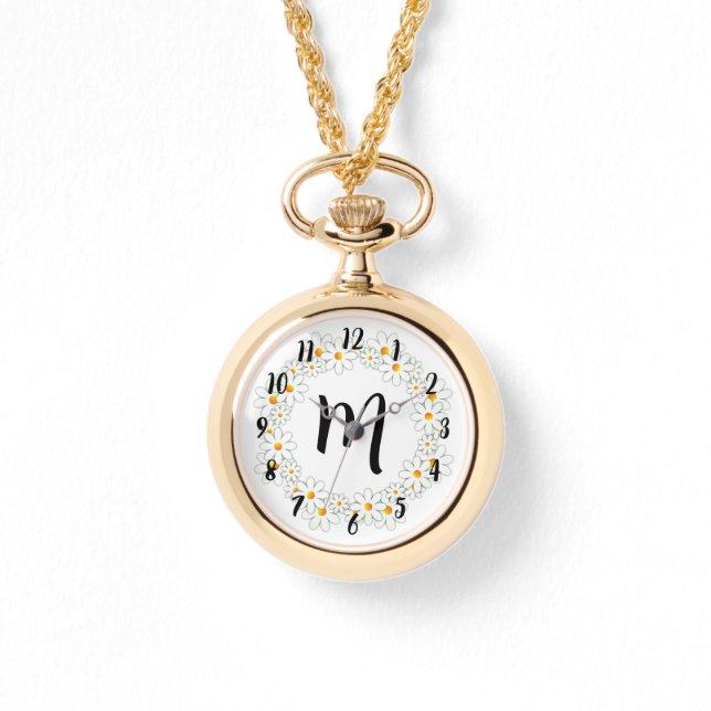 Monogram Daisy Ketting horloge (Voorkant)