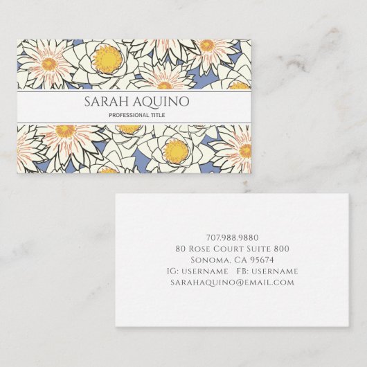 Monogram Daisy Spring Pattern Visitekaartje (Voorkant / Achterkant)