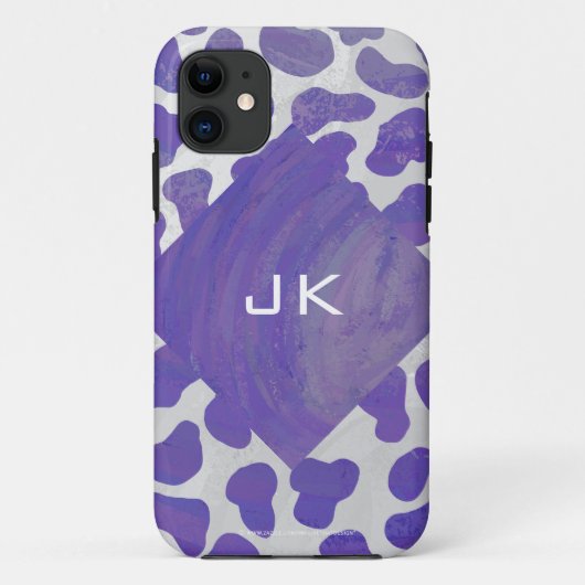 Monogram Dalmatiaans Paars en wit afdrukken Case-Mate iPhone Case (Achterkant)