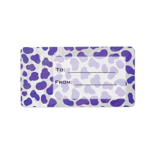 Monogram Dalmatiaans Paars en wit afdrukken Etiket (Voorkant)