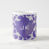 Monogram Dalmatiaans Paars en wit afdrukken Grote Koffiekop (Voorkant)