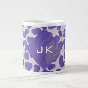 Monogram Dalmatiaans Paars en wit afdrukken Grote Koffiekop