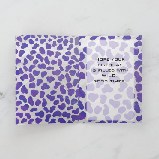 Monogram Dalmatiaans Paars en wit afdrukken Kaart (Binnen)