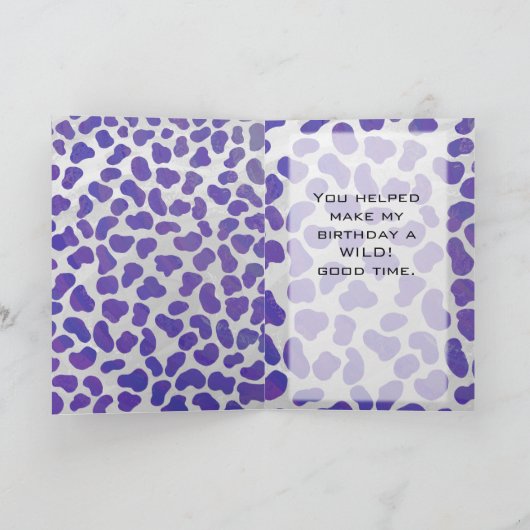 Monogram Dalmatiaans Paars en wit afdrukken Kaart (Binnen)