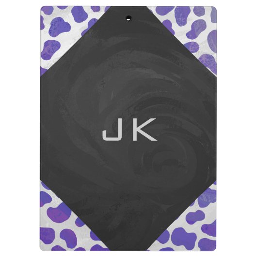 Monogram Dalmatiaans Paars en wit afdrukken Klembord (Achterkant)