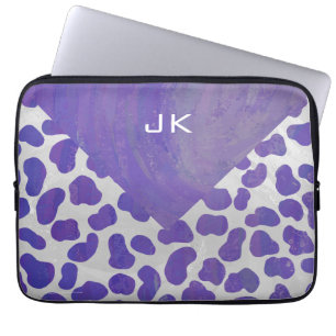 Monogram Dalmatiaans Paars en wit afdrukken Laptop Sleeve