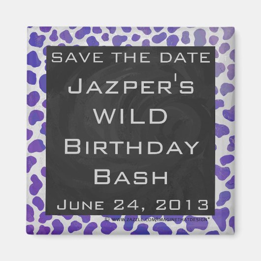 Monogram Dalmatiaans Paars en wit afdrukken Magneet (Voorkant)