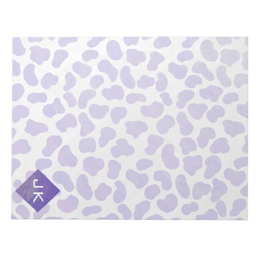 Monogram Dalmatiaans Paars en wit afdrukken Notitieblok (Voorkant)