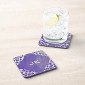 Monogram Dalmatiaans Paars en wit afdrukken Onderzetter (Rechterzijde)