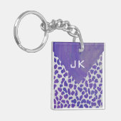 Monogram Dalmatiaans Paars en wit afdrukken Sleutelhanger (Voorkant Links)
