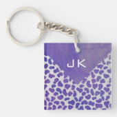 Monogram Dalmatiaans Paars en wit afdrukken Sleutelhanger (Voorkant)