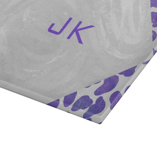 Monogram Dalmatiaans Paars en wit afdrukken Snijplank (Hoek)